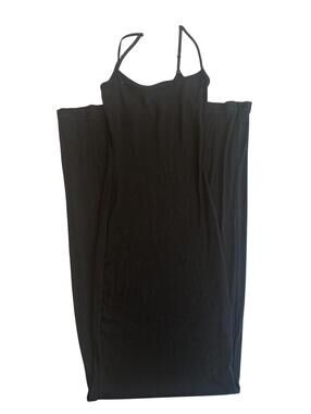 SKIMS Black Ribbed Maxi Slip Dress